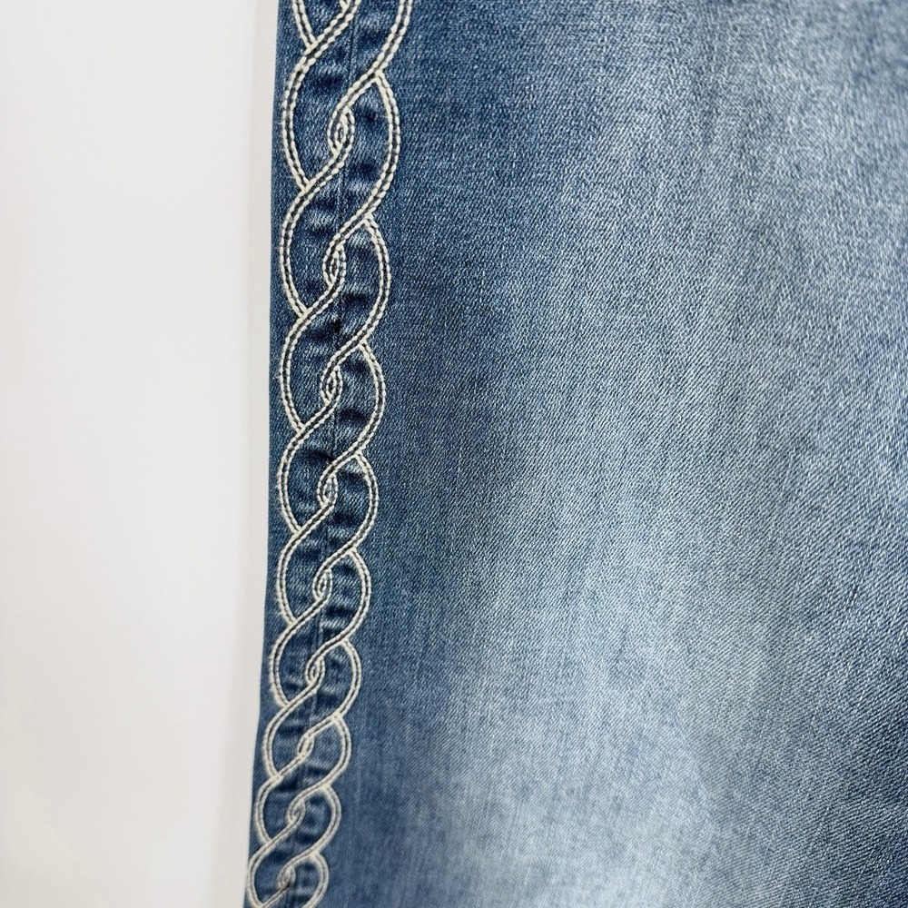 Driftwood Mona 30x31 Wide Leg Jeans Embroidered Denim Flare Boho Festival NEW - Picture 5 of 11
